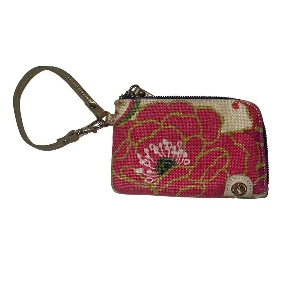 Spartina 449 Carson Cottage Zippy ID Wallet Wristlet Floral Linen Retired